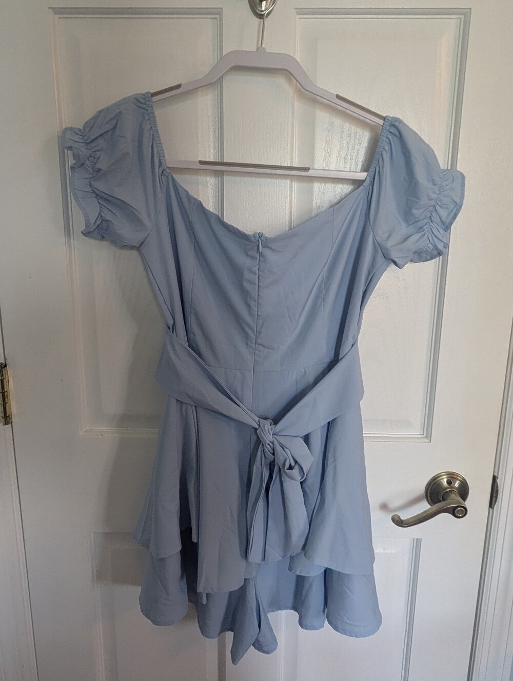 Blue Off The Shoulder Ruffle Romper - Picture 6 of 9